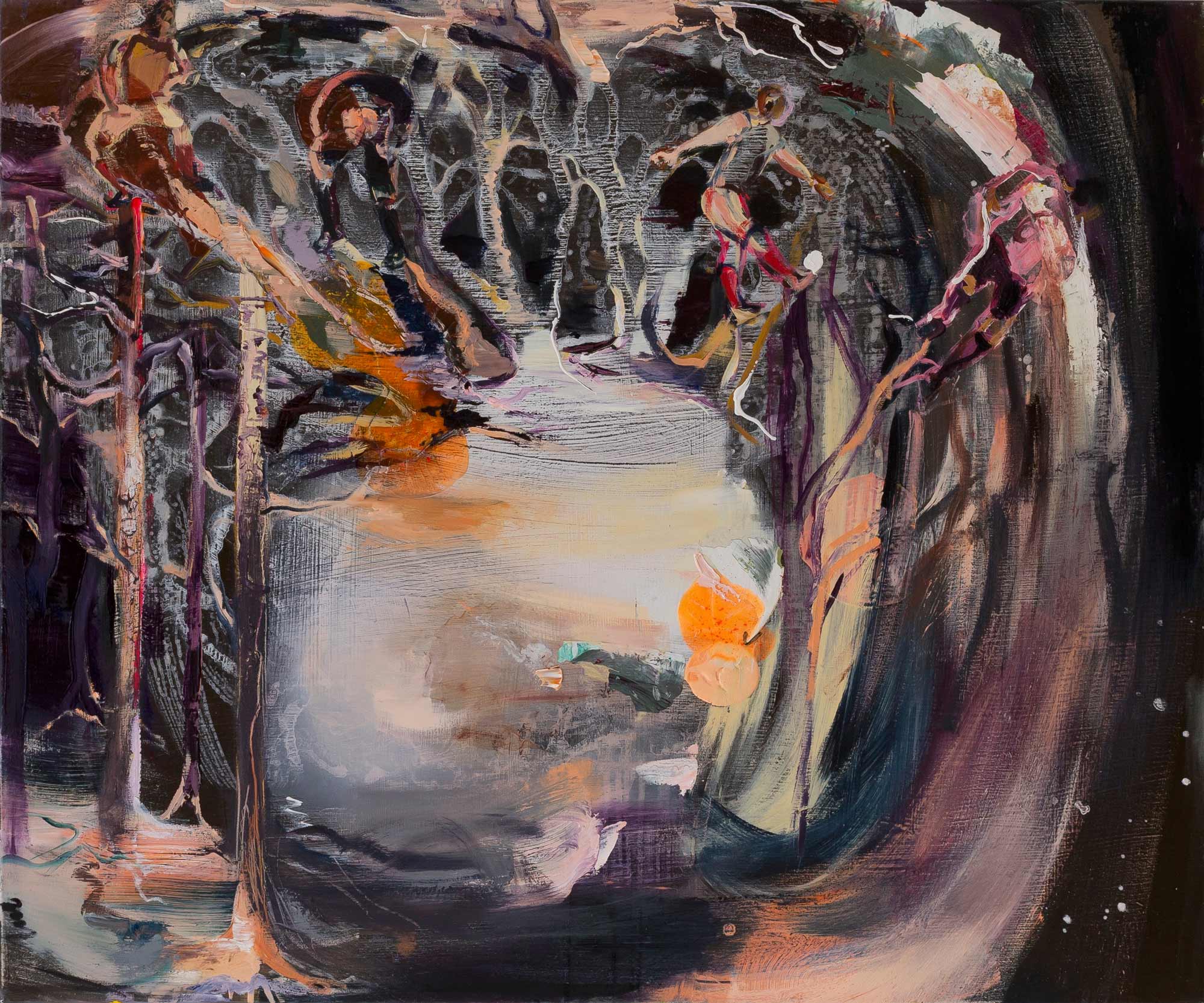 Alina Sinivaaran maalaus Pelaavat puut